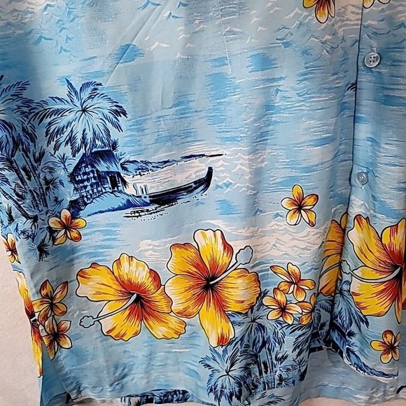 Double Decker Men's Hawaiian Button Front Camp Shirt Island Floral Size XL - Picture 2 of 14
